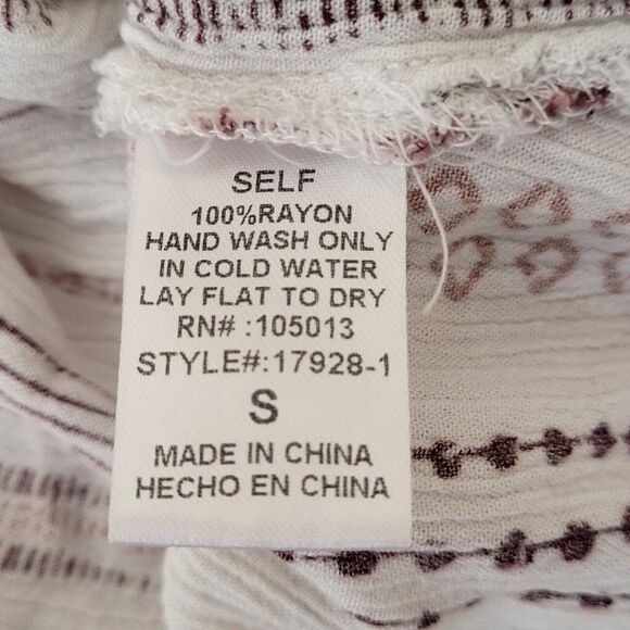 Savannah Jane White Boho Peasant Ren Fest Southwestern Ikat Blouse Size Small - Picture 4 of 6